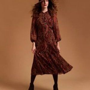 Tommy Hilfiger Balloon Sleeve Paisley Midi Dress